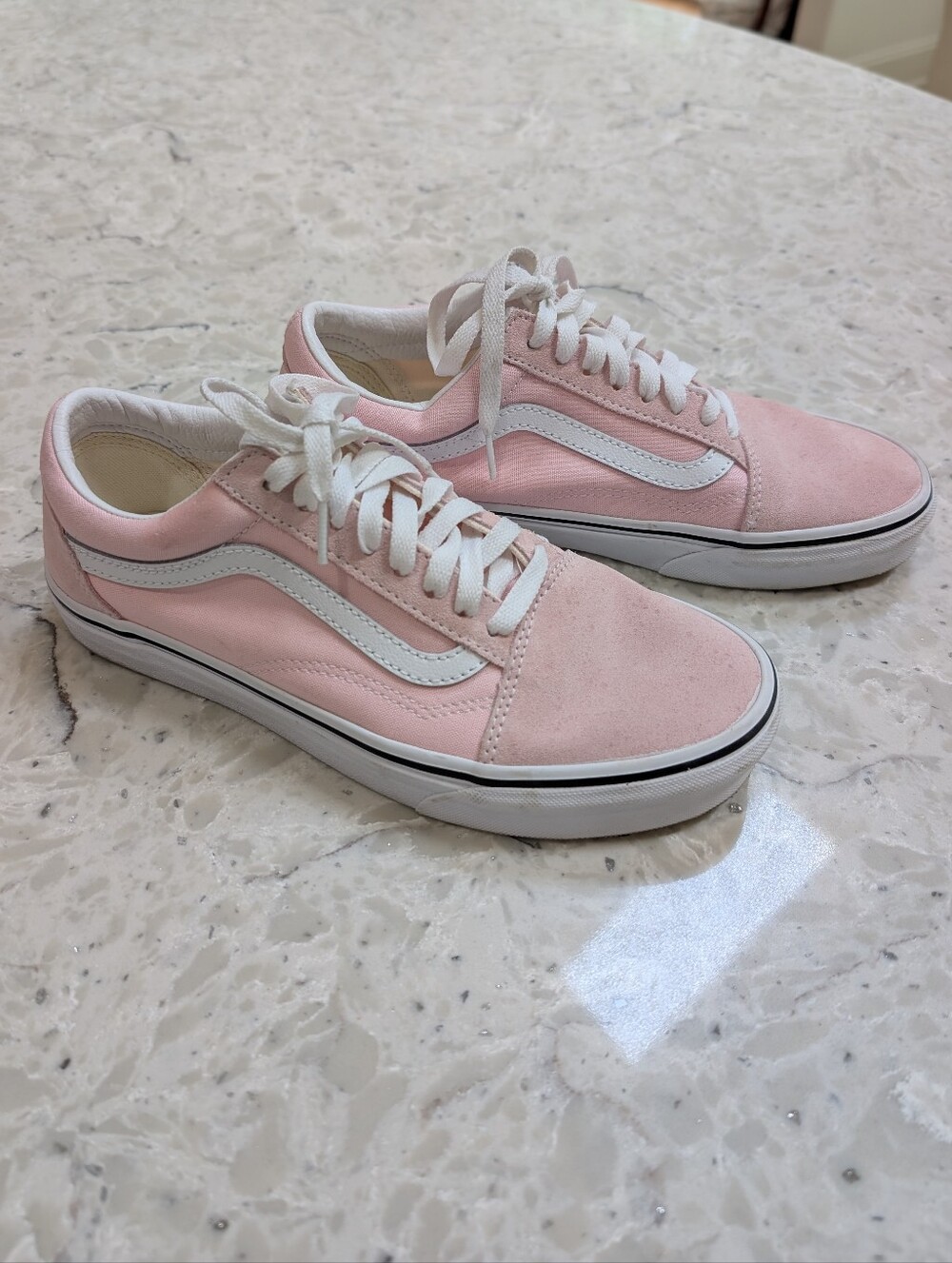 Vans Old Skool Sneakers Light Pink White Womens 8.5